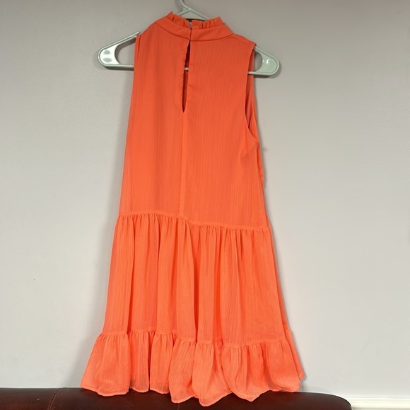 Bleecker 126 Ruffled High Neck Tiered Swing Dress, Medium  orange/salmon - Picture 5 of 11